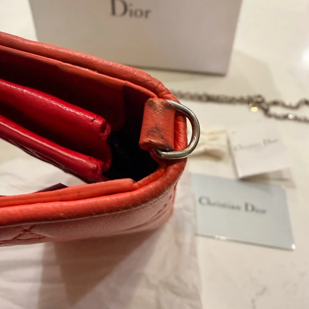Christian Dior Lady Dior Cannage Patent Leather Long Wallet Tricolor